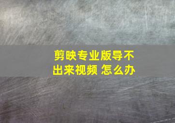 剪映专业版导不出来视频 怎么办